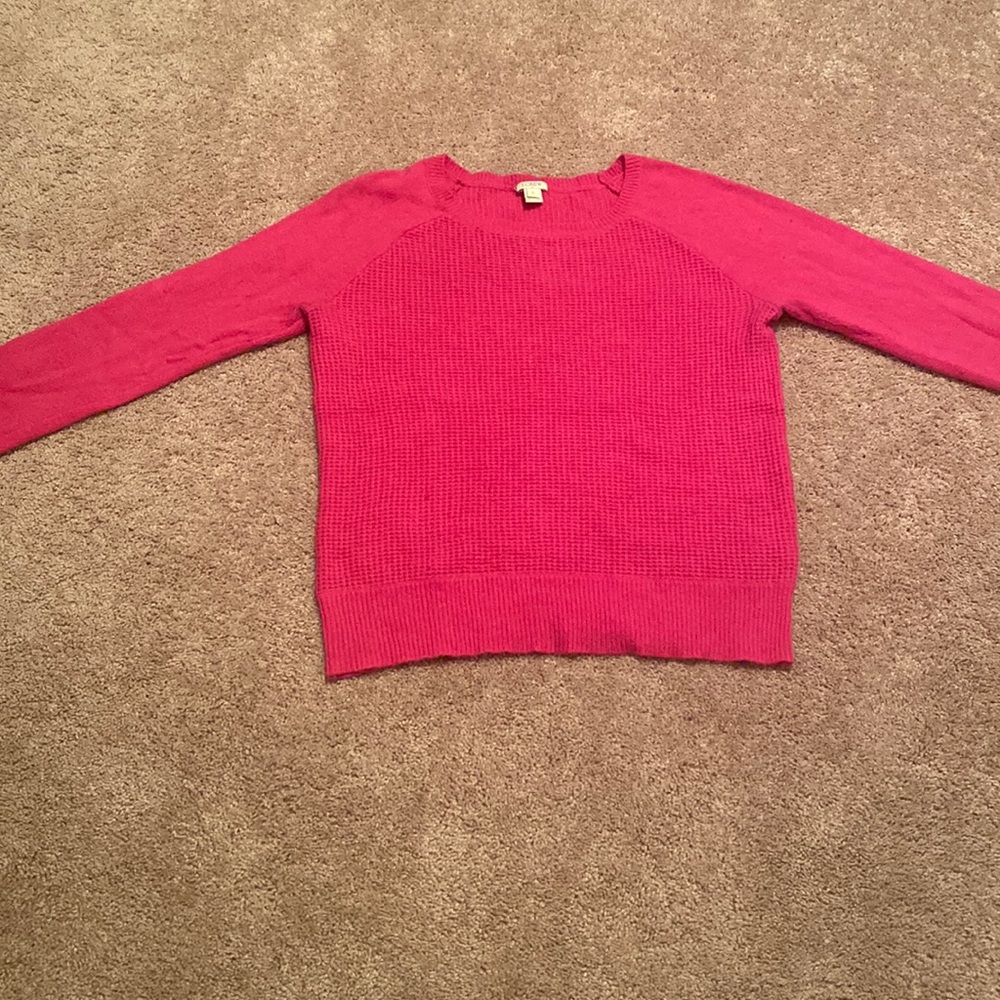 J crew pink crew neck sweater, size large